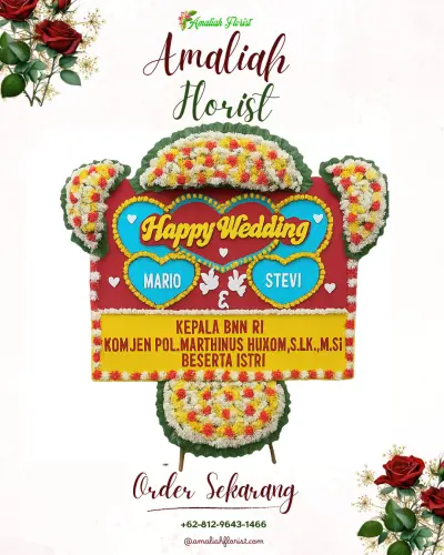 Karangan Papan Bunga Pernikahan di Tukadmungga
